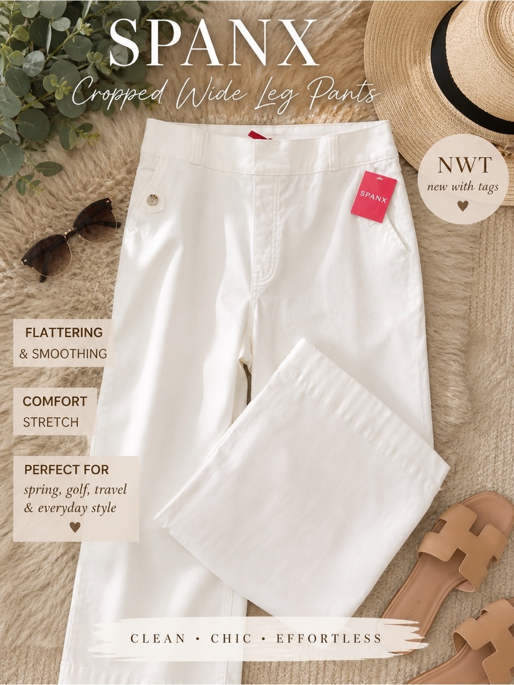 ✨ SPANX White Cropped Wide Leg Pants NWT ✨